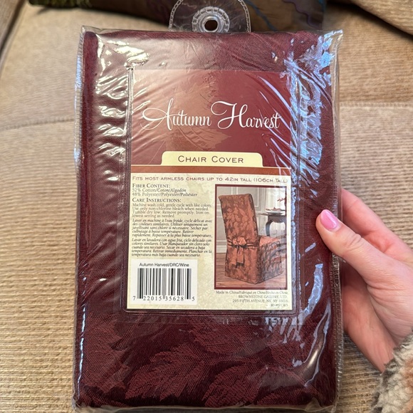 Autumn Harvest Dining Armless Chair Cover
Wine Embossed Design 42 in Max - Picture 2 of 4